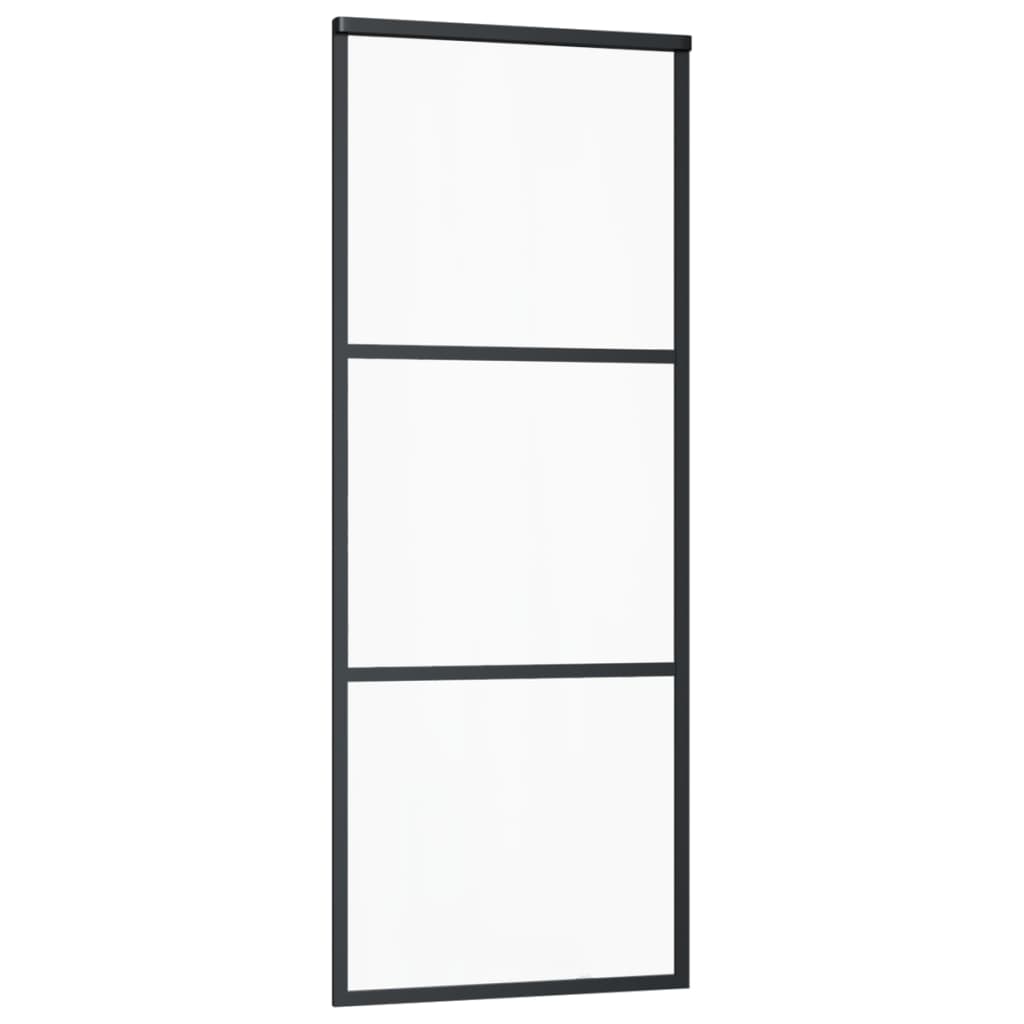 vidaXL Drzwi przesuwne z osprzętem, szkło ESG i aluminium, 76x205 cm