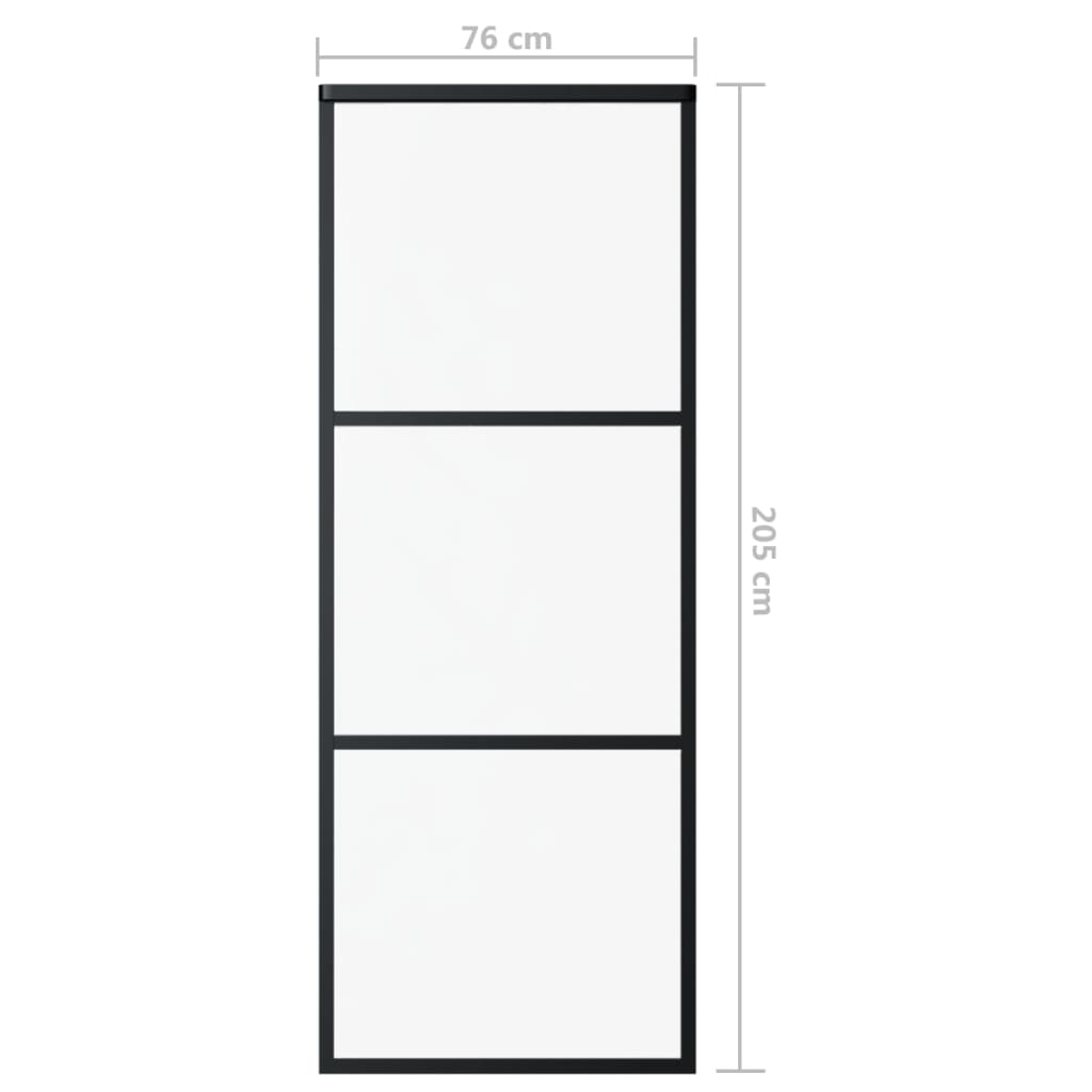 vidaXL Drzwi przesuwne z osprzętem, szkło ESG i aluminium, 76x205 cm