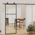 vidaXL Drzwi przesuwne z osprzętem, szkło ESG i aluminium, 76x205 cm