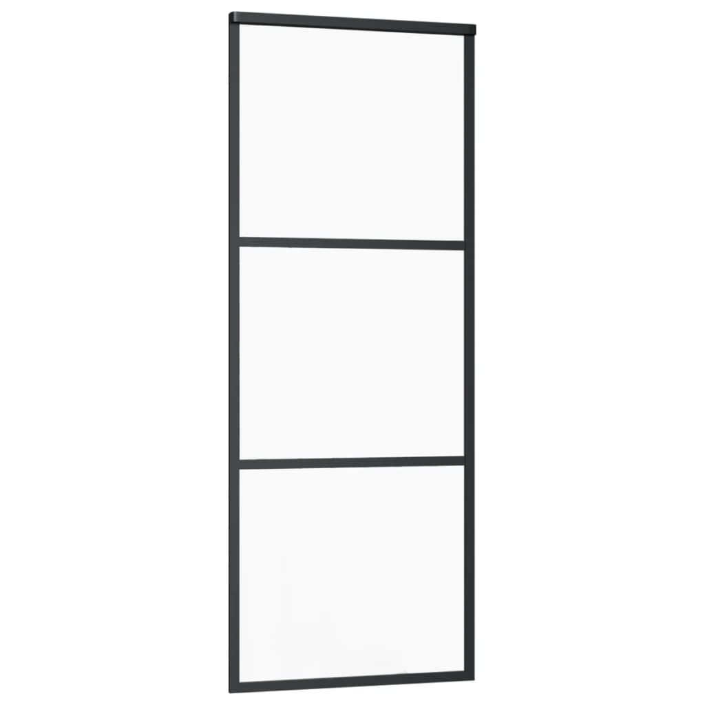 vidaXL Drzwi przesuwne z osprzętem, szkło ESG i aluminium, 76x205 cm