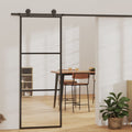 vidaXL Drzwi przesuwne z osprzętem, szkło ESG i aluminium, 76x205 cm