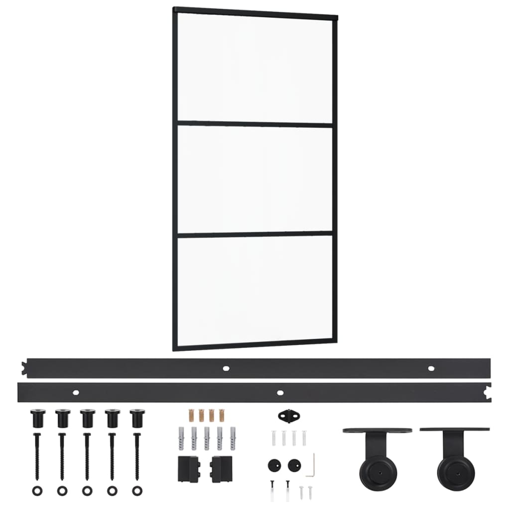 vidaXL Drzwi przesuwne z osprzętem, szkło ESG i aluminium, 102x205 cm