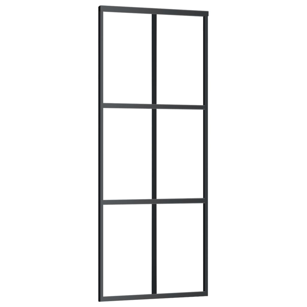 vidaXL Drzwi przesuwne z osprzętem, szkło ESG i aluminium, 76x205 cm