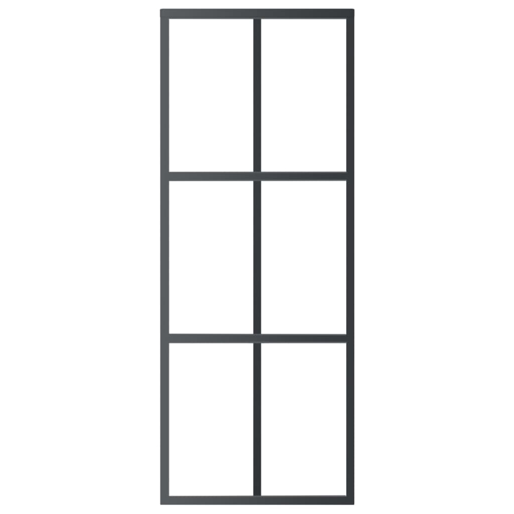 vidaXL Drzwi przesuwne z osprzętem, szkło ESG i aluminium, 76x205 cm
