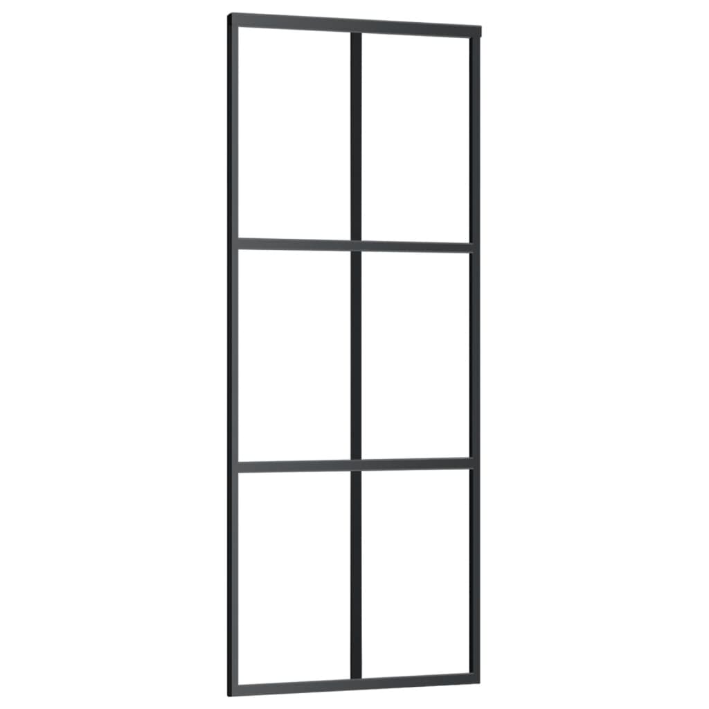 vidaXL Drzwi przesuwne z osprzętem, szkło ESG i aluminium, 76x205 cm
