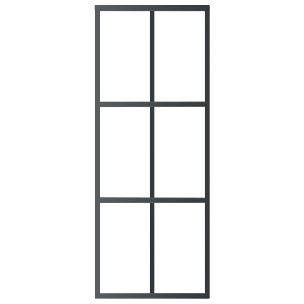 vidaXL Drzwi przesuwne z osprzętem, szkło ESG i aluminium, 76x205 cm