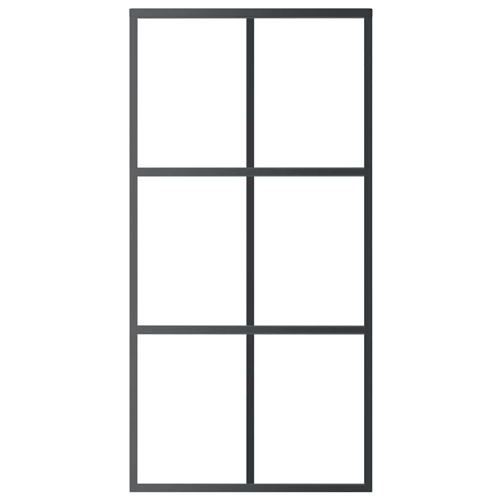 vidaXL Drzwi przesuwne z osprzętem, szkło ESG i aluminium, 102x205 cm