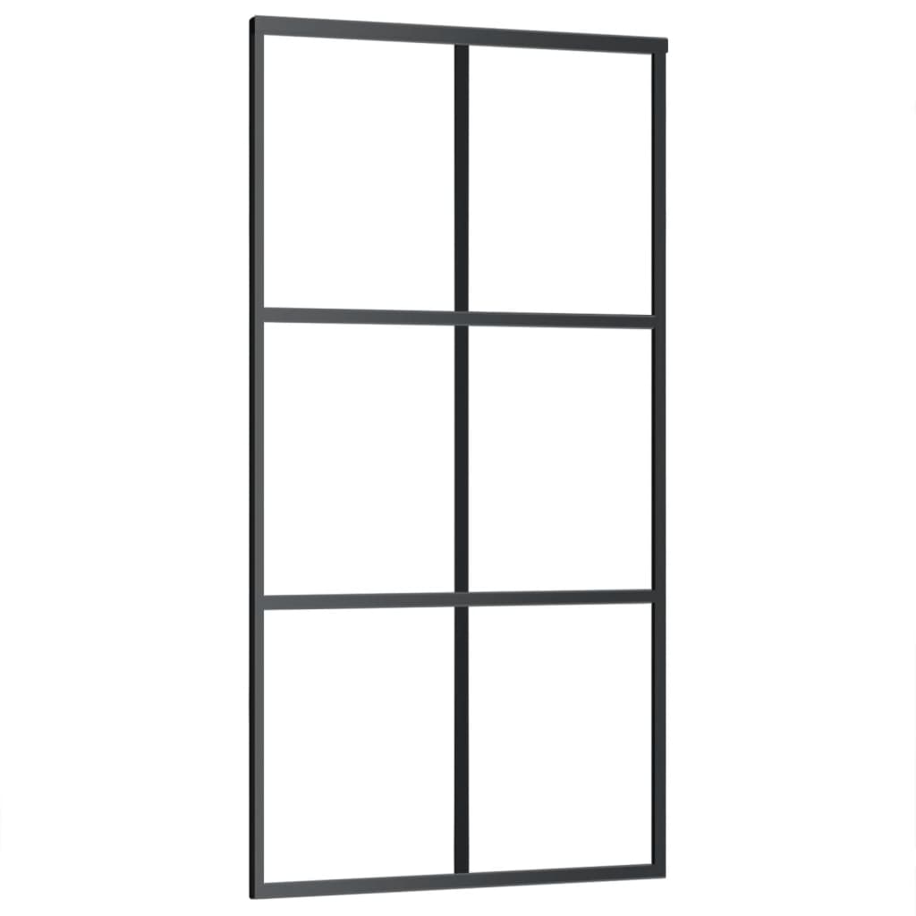 vidaXL Drzwi przesuwne z osprzętem, szkło ESG i aluminium, 102x205 cm