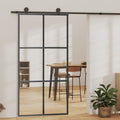 vidaXL Drzwi przesuwne z osprzętem, szkło ESG i aluminium, 102x205 cm