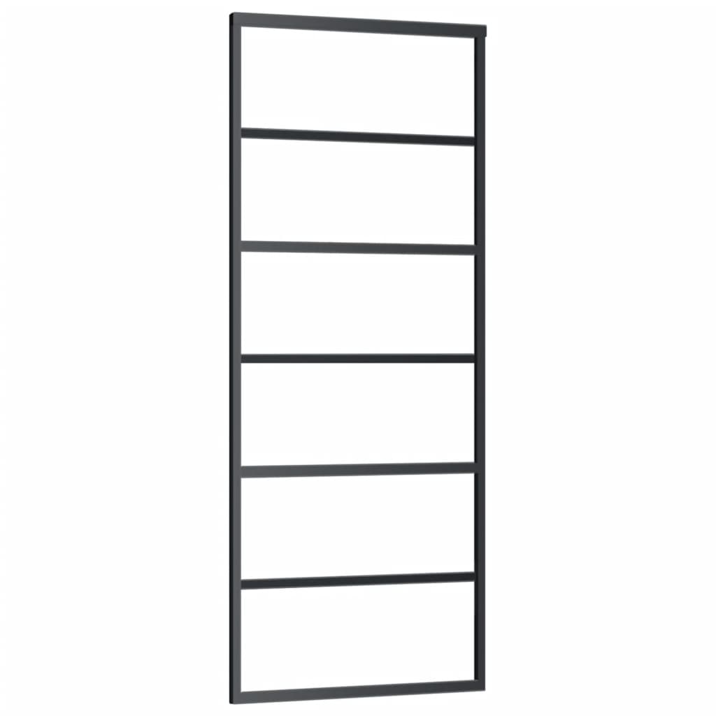 vidaXL Drzwi przesuwne z osprzętem, szkło ESG i aluminium, 76x205 cm
