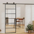 vidaXL Drzwi przesuwne z osprzętem, szkło ESG i aluminium, 76x205 cm