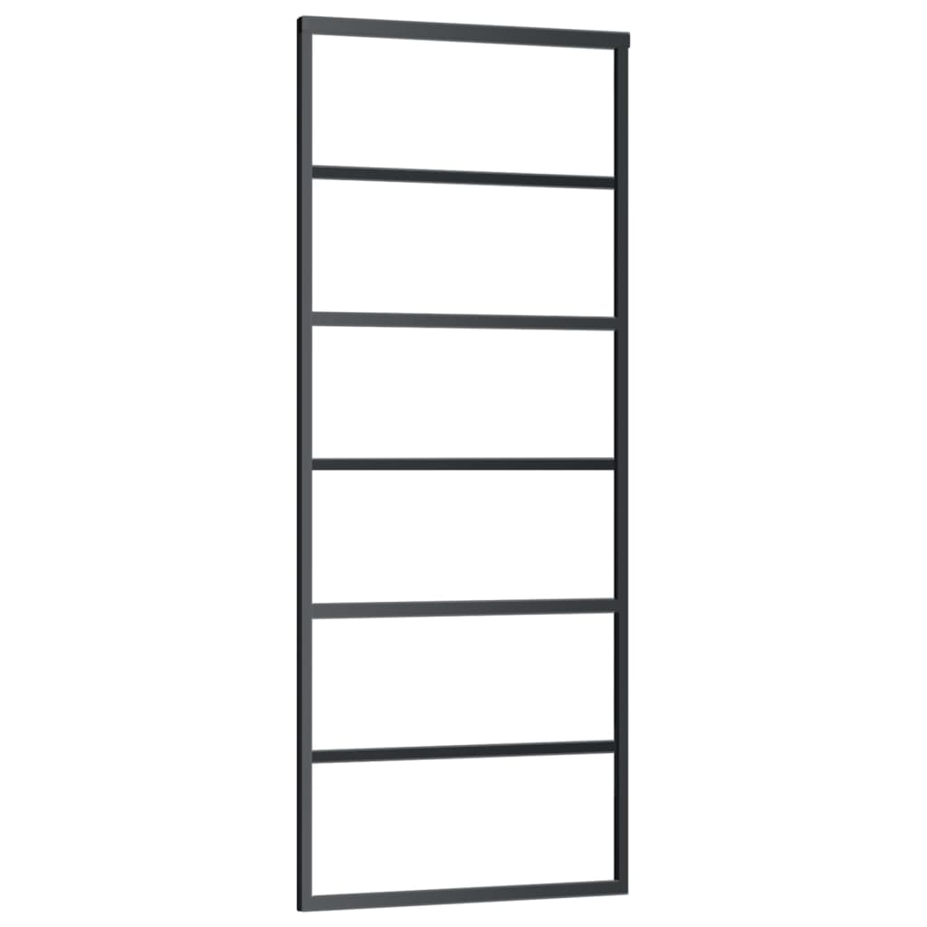vidaXL Drzwi przesuwne z osprzętem, szkło ESG i aluminium, 76x205 cm