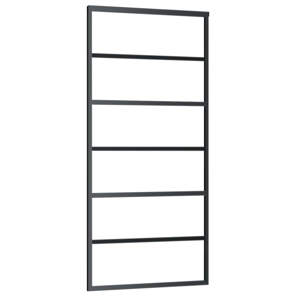vidaXL Drzwi przesuwne z osprzętem, szkło ESG i aluminium, 90x205 cm