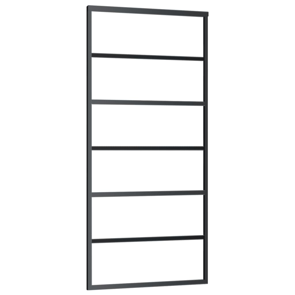 vidaXL Drzwi przesuwne z osprzętem, szkło ESG i aluminium, 90x205 cm