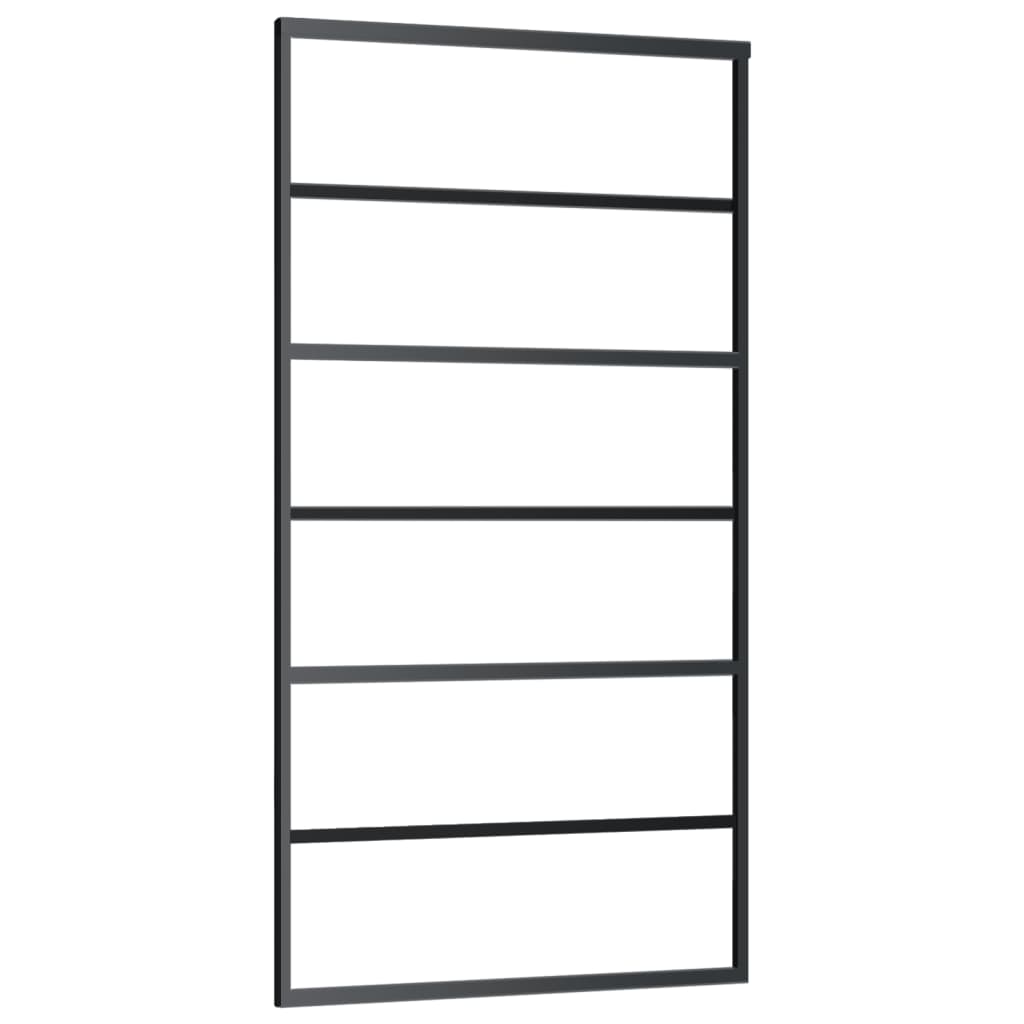 vidaXL Drzwi przesuwne z osprzętem, szkło ESG i aluminium, 102x205 cm