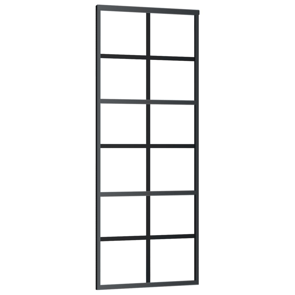 vidaXL Drzwi przesuwne z osprzętem, szkło ESG i aluminium, 76x205 cm