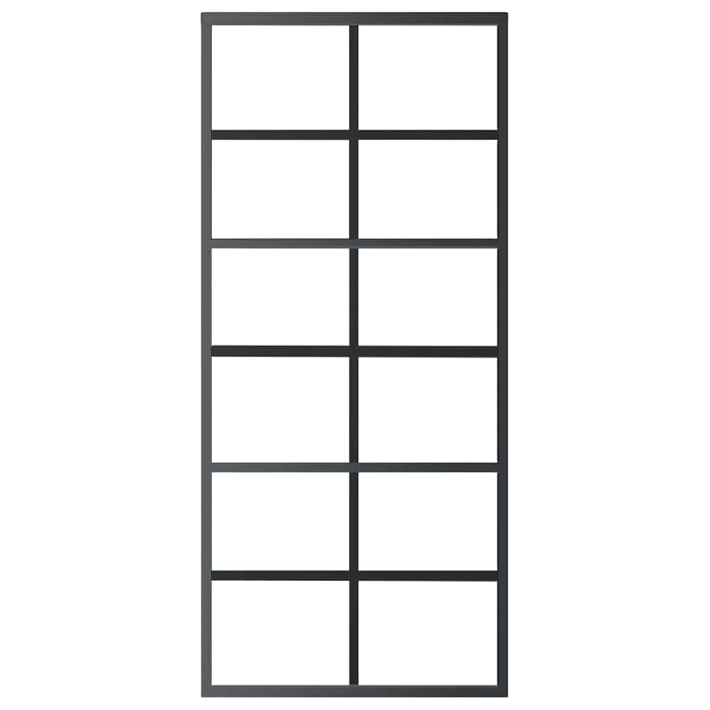 vidaXL Drzwi przesuwne z osprzętem, szkło ESG i aluminium, 90x205 cm