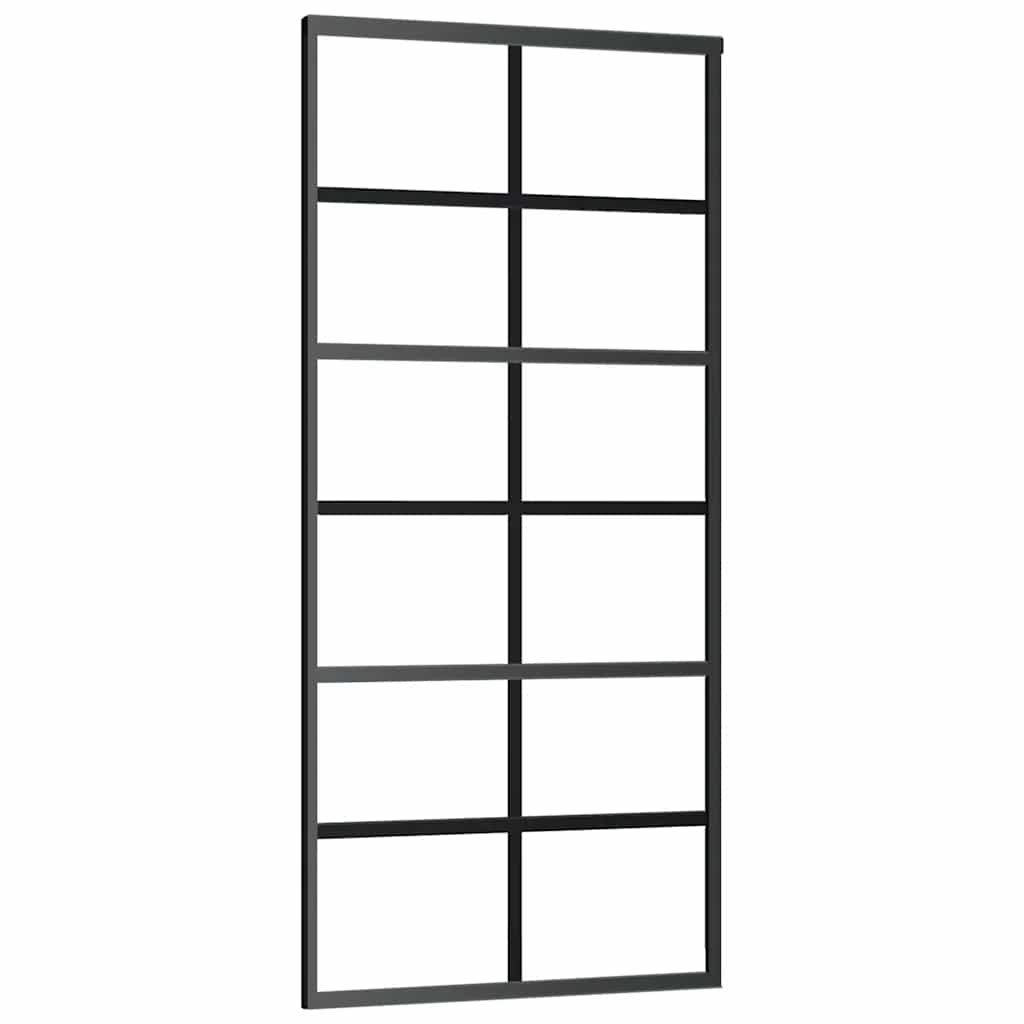 vidaXL Drzwi przesuwne z osprzętem, szkło ESG i aluminium, 90x205 cm