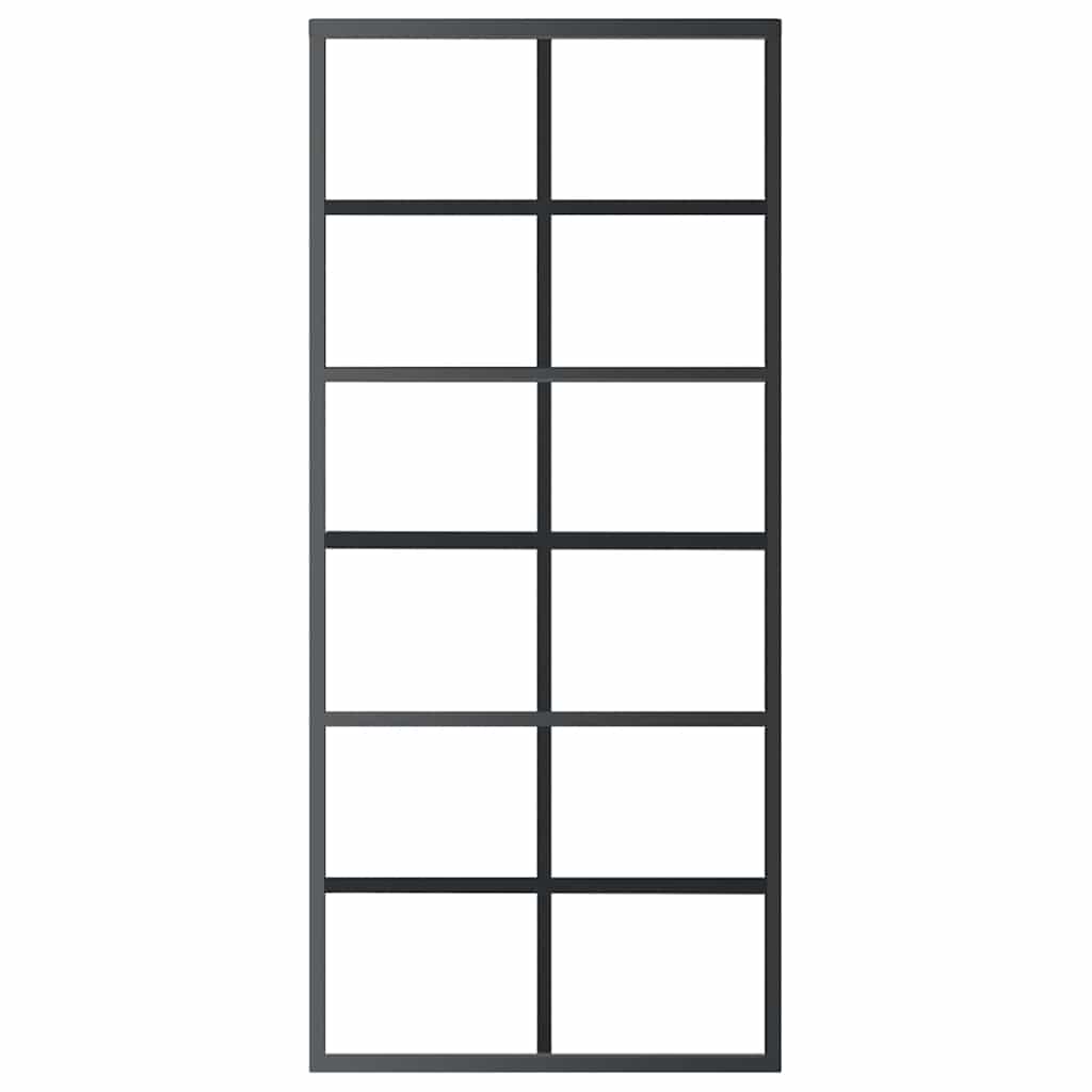 vidaXL Drzwi przesuwne z osprzętem, szkło ESG i aluminium, 90x205 cm