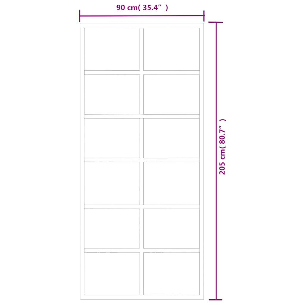 vidaXL Drzwi przesuwne z osprzętem, szkło ESG i aluminium, 90x205 cm