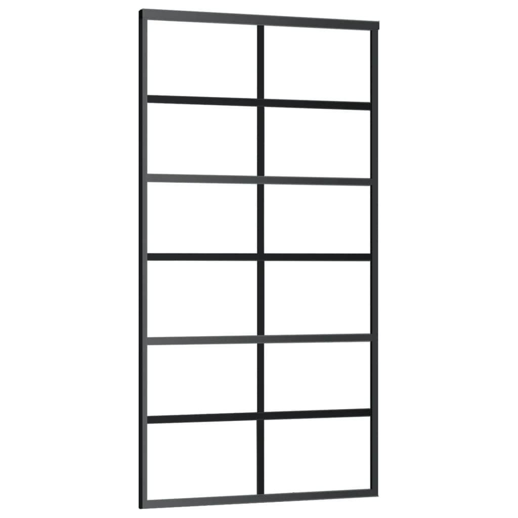 vidaXL Drzwi przesuwne z osprzętem, szkło ESG i aluminium, 102x205 cm