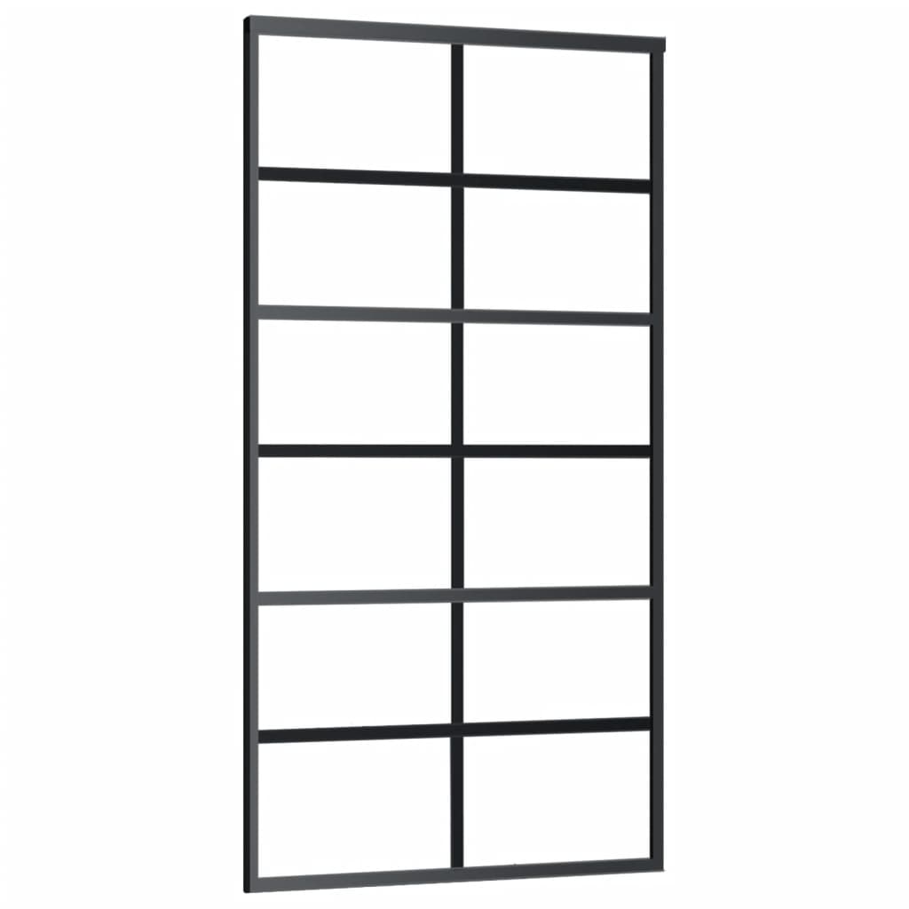 vidaXL Drzwi przesuwne z osprzętem, szkło ESG i aluminium, 102x205 cm