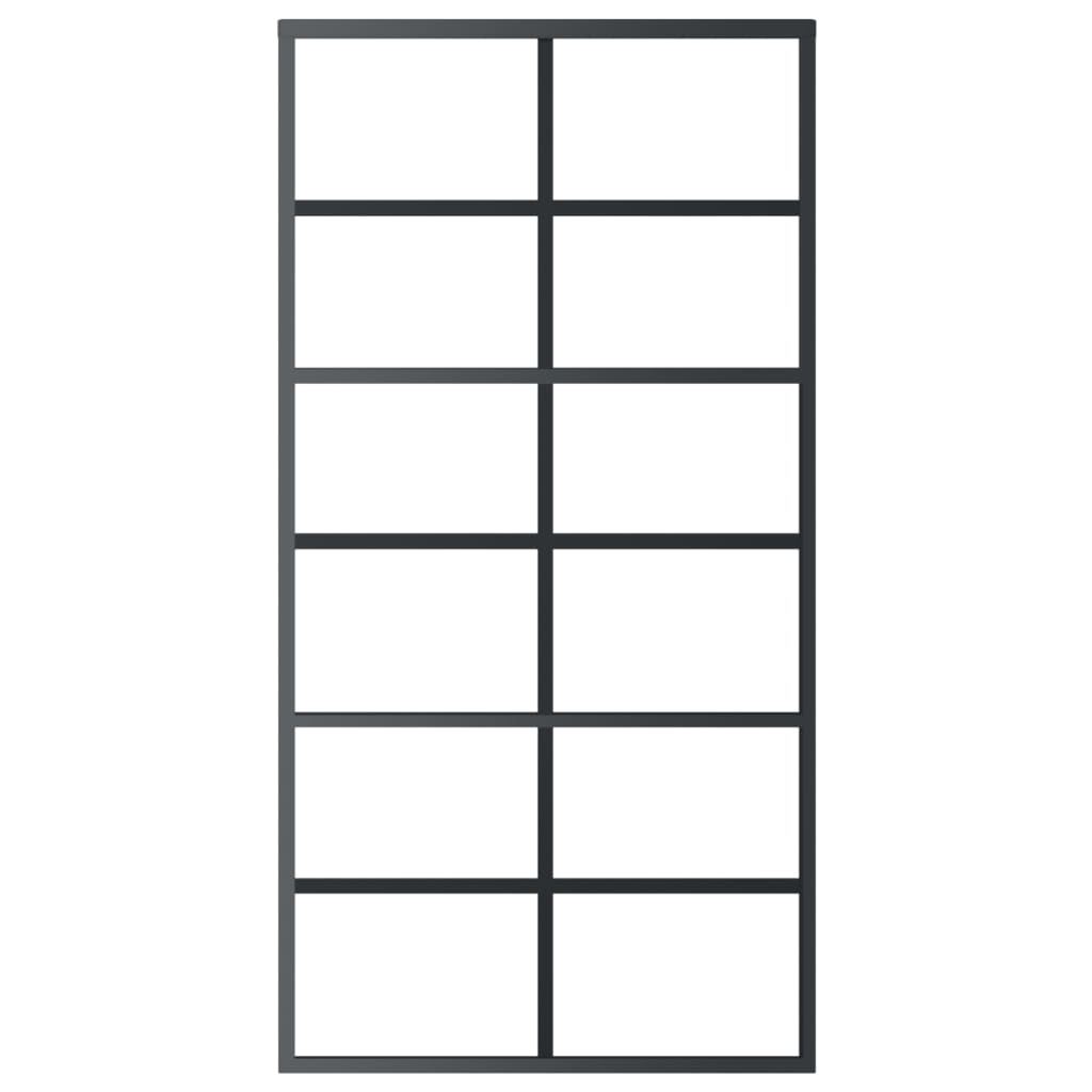 vidaXL Drzwi przesuwne z osprzętem, szkło ESG i aluminium, 102x205 cm