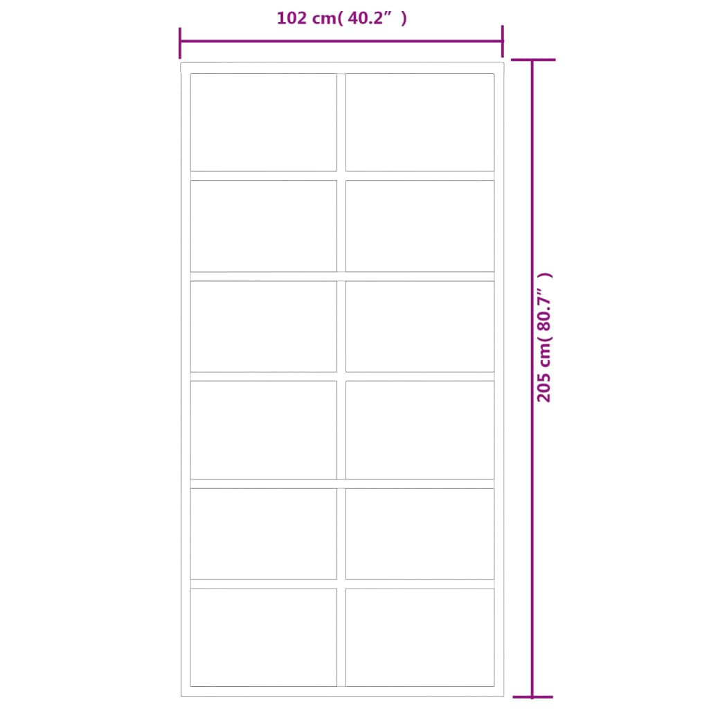 vidaXL Drzwi przesuwne z osprzętem, szkło ESG i aluminium, 102x205 cm