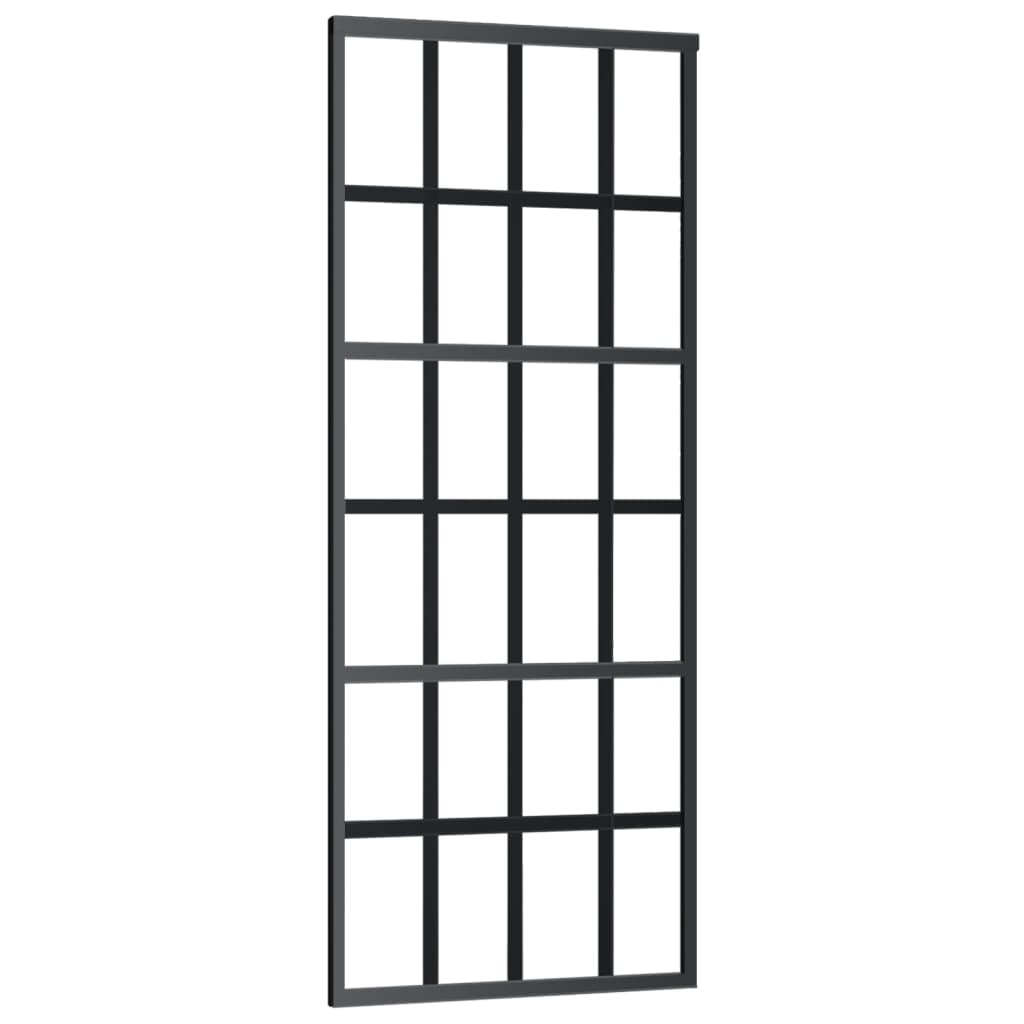 vidaXL Drzwi przesuwne z osprzętem, szkło ESG i aluminium, 76x205 cm