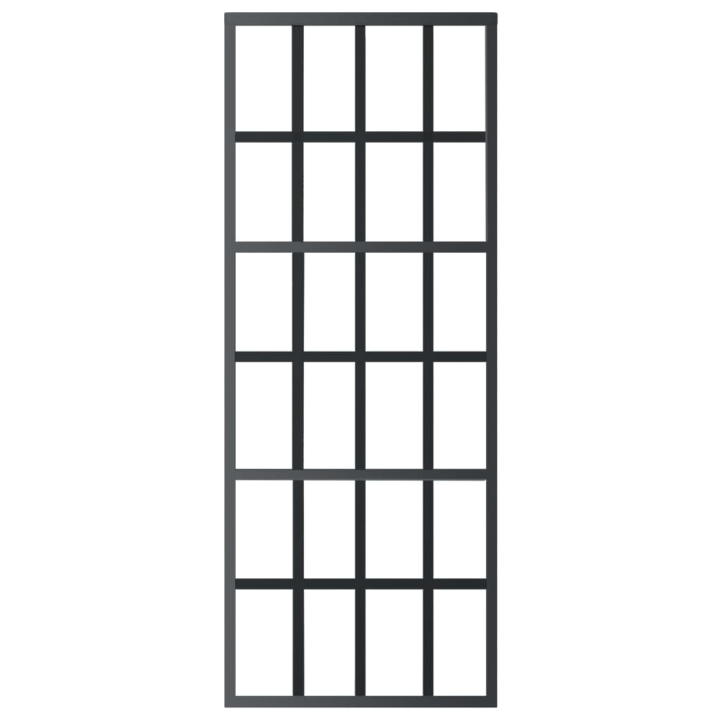 vidaXL Drzwi przesuwne z osprzętem, szkło ESG i aluminium, 76x205 cm