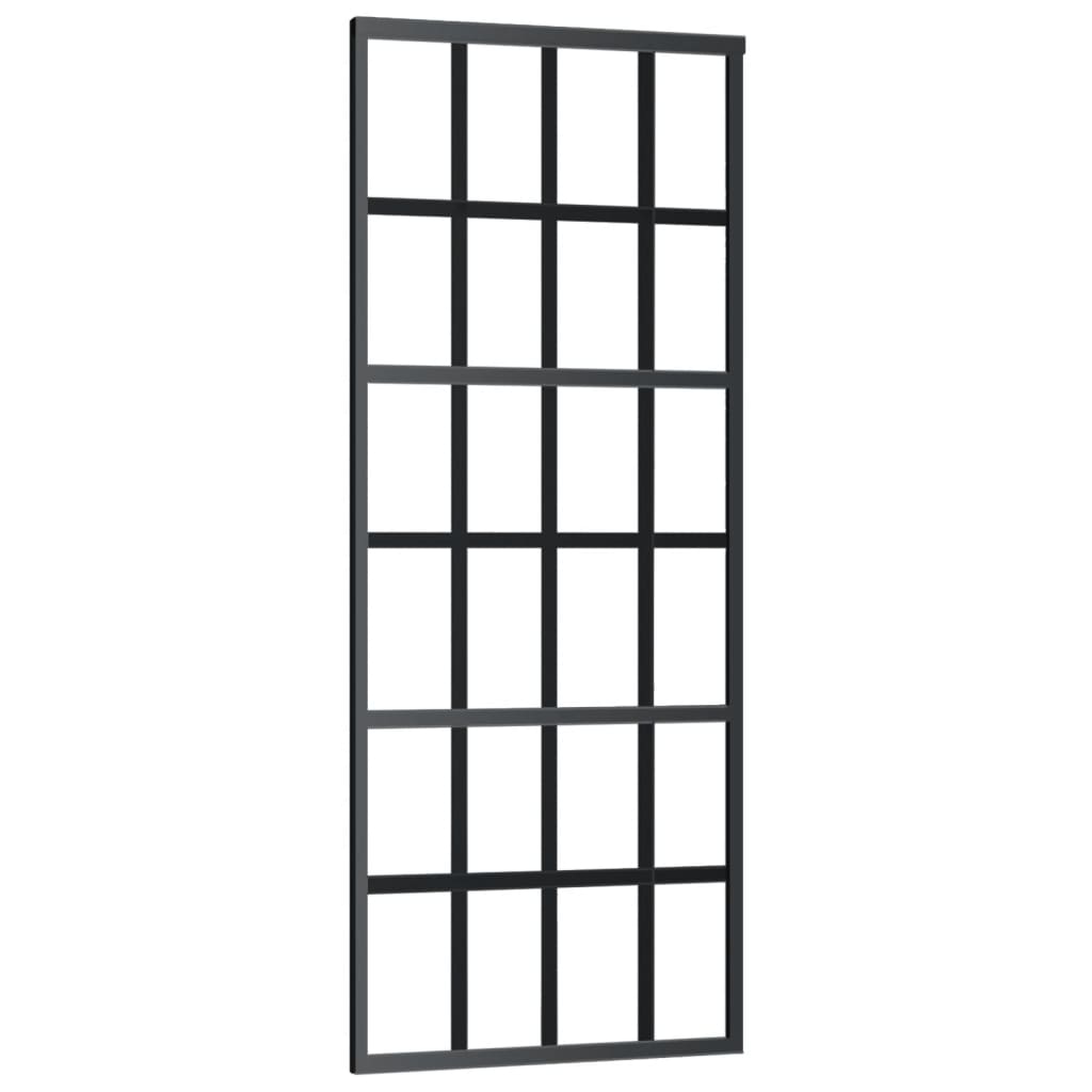 vidaXL Drzwi przesuwne z osprzętem, szkło ESG i aluminium, 76x205 cm