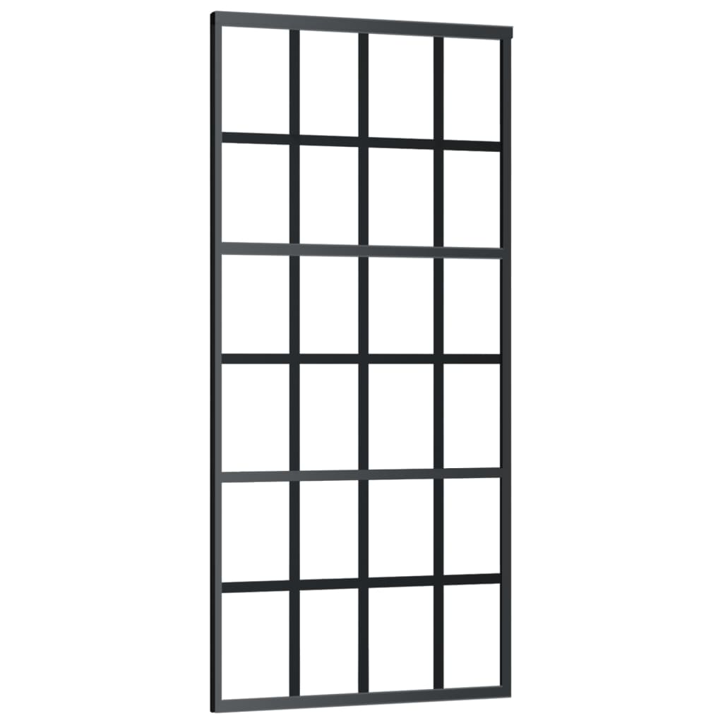 vidaXL Drzwi przesuwne z osprzętem, szkło ESG i aluminium, 90x205 cm