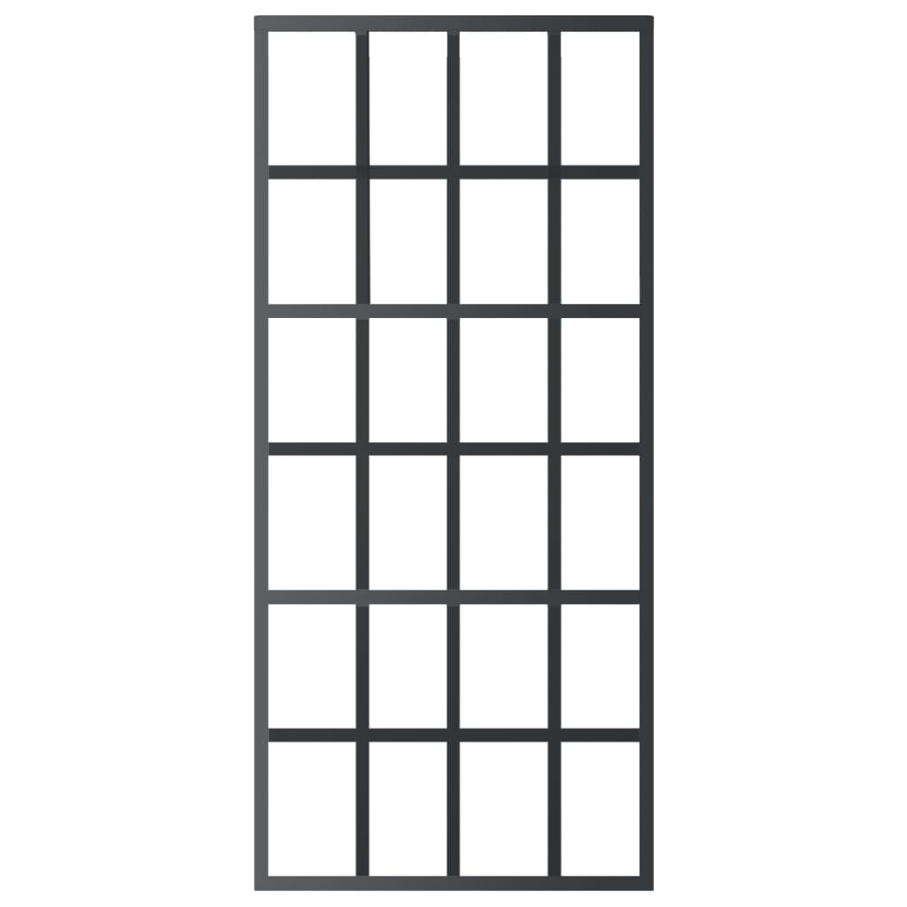 vidaXL Drzwi przesuwne z osprzętem, szkło ESG i aluminium, 90x205 cm