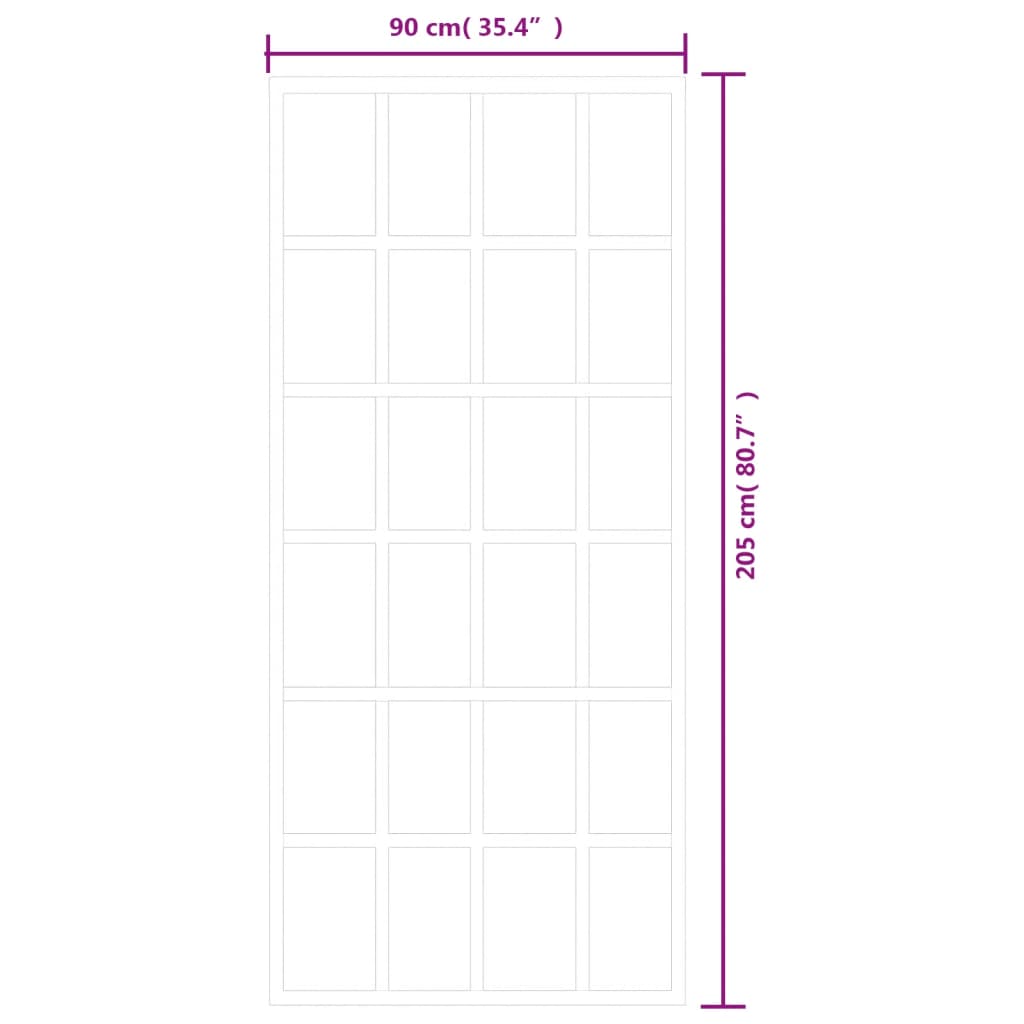 vidaXL Drzwi przesuwne z osprzętem, szkło ESG i aluminium, 90x205 cm