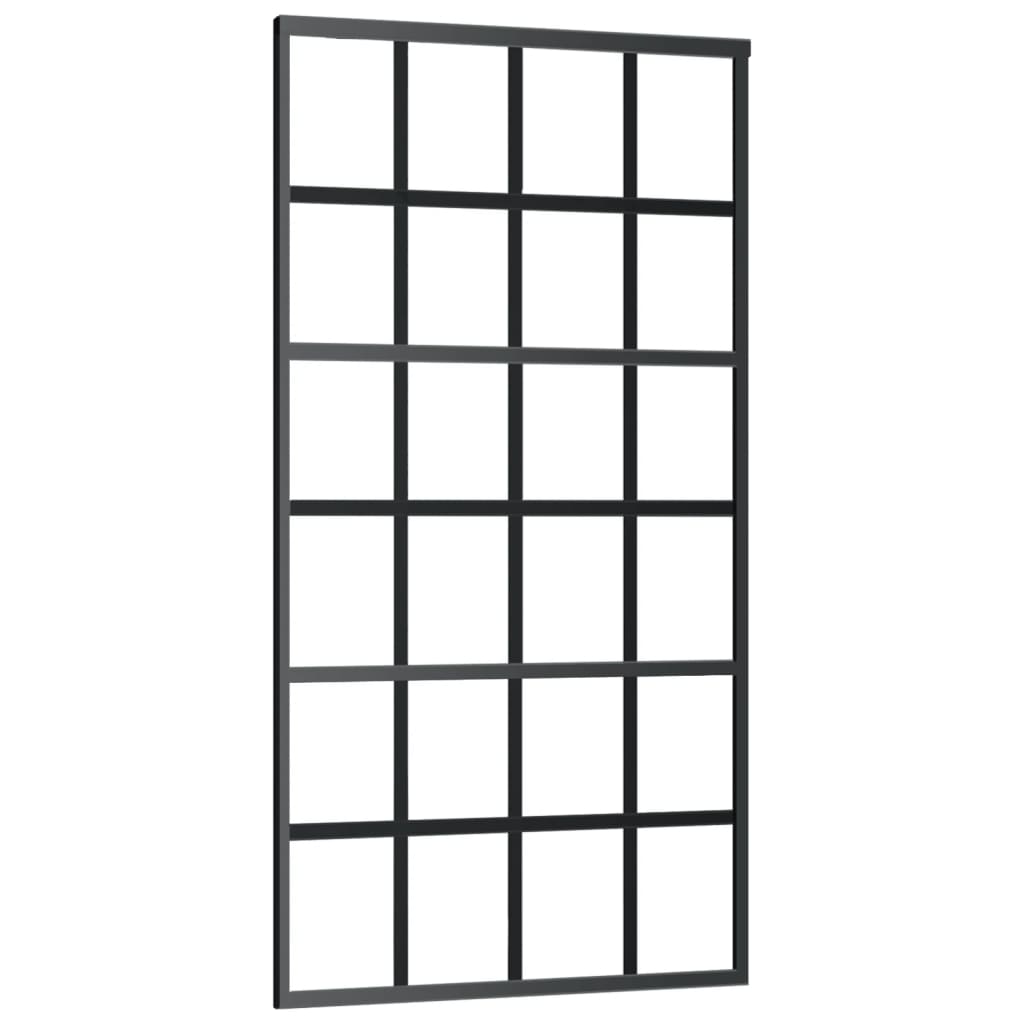 vidaXL Drzwi przesuwne z osprzętem, szkło ESG i aluminium, 102x205 cm
