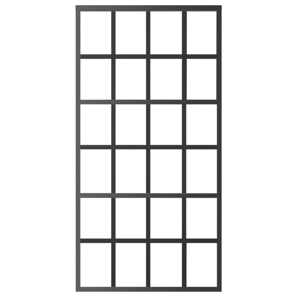 vidaXL Drzwi przesuwne z osprzętem, szkło ESG i aluminium, 102x205 cm