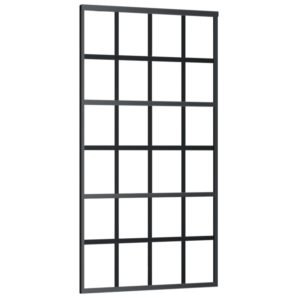 vidaXL Drzwi przesuwne z osprzętem, szkło ESG i aluminium, 102x205 cm