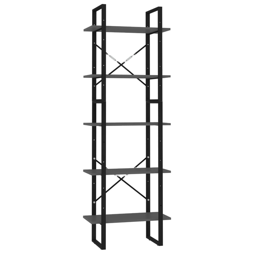 vidaXL 5-poziomowy regał na książki, szary, 60x30x175 cm