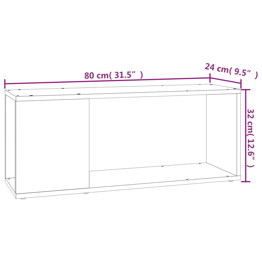 vidaXL Szafka pod TV, biała, 80x24x32 cm, materiał drewnopochodny