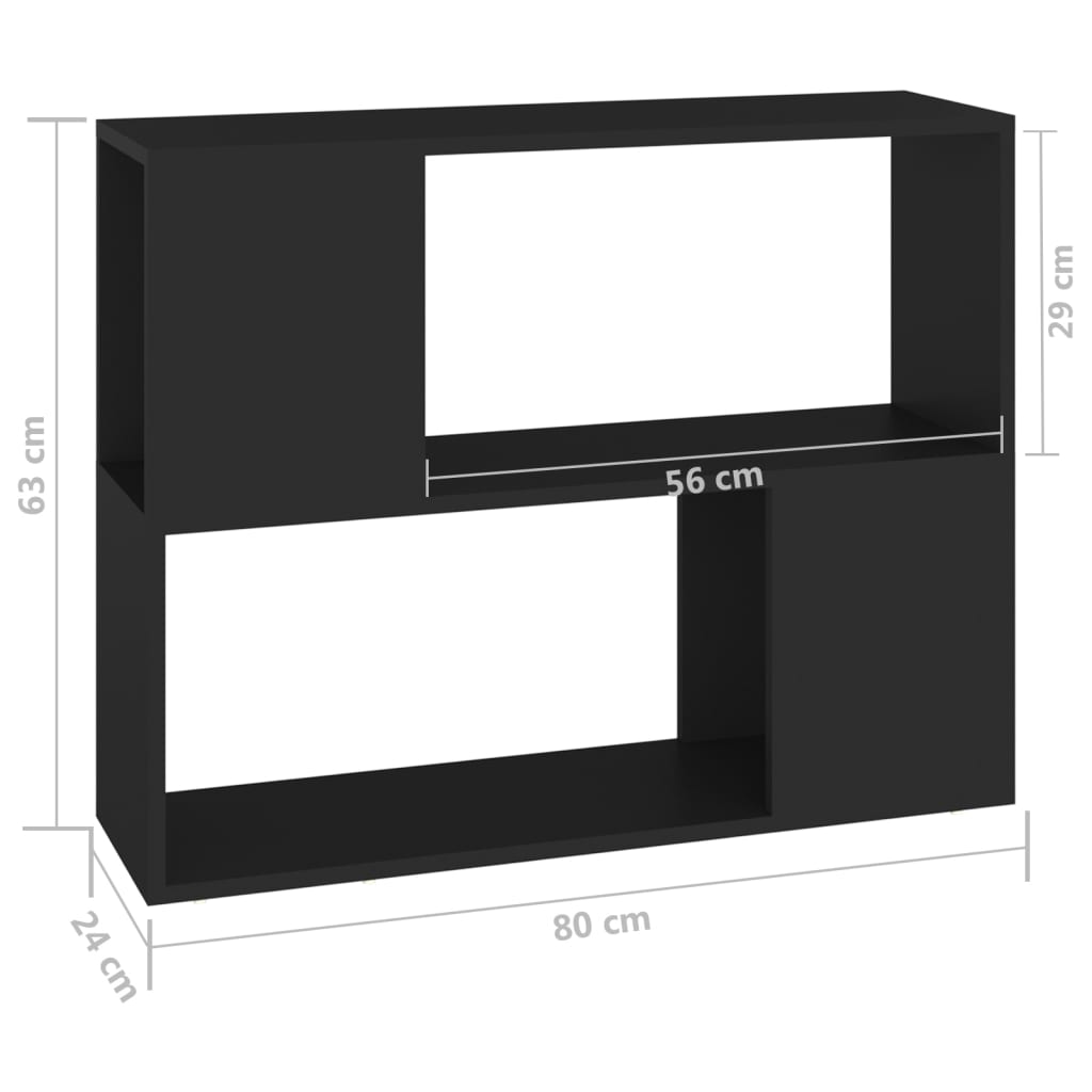 vidaXL Szafka TV, czarna, 80x24x63 cm, materiał drewnopochodny