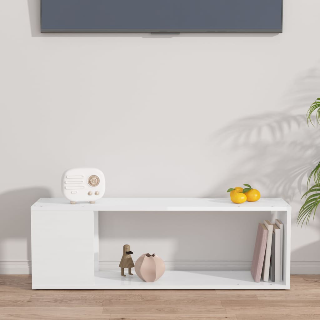 vidaXL Szafka pod TV, biała z połyskiem, 100x24x32 cm