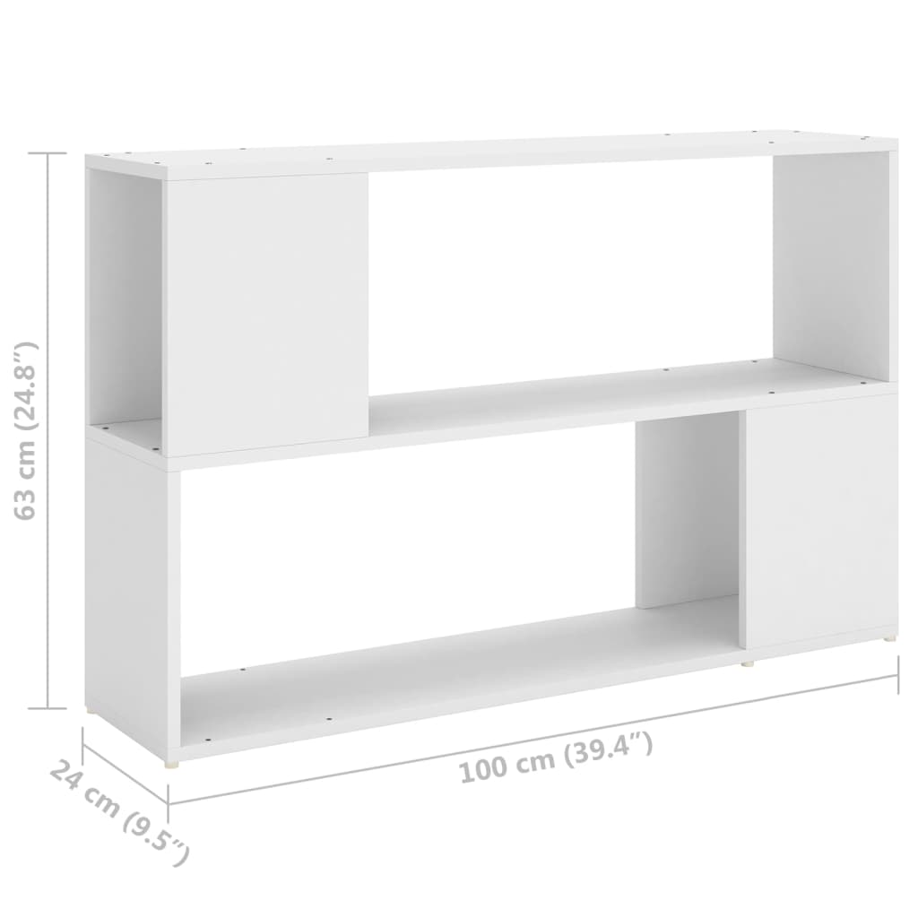 vidaXL Szafka na książki, biała, 100x24x63 cm, materiał drewnopochodny
