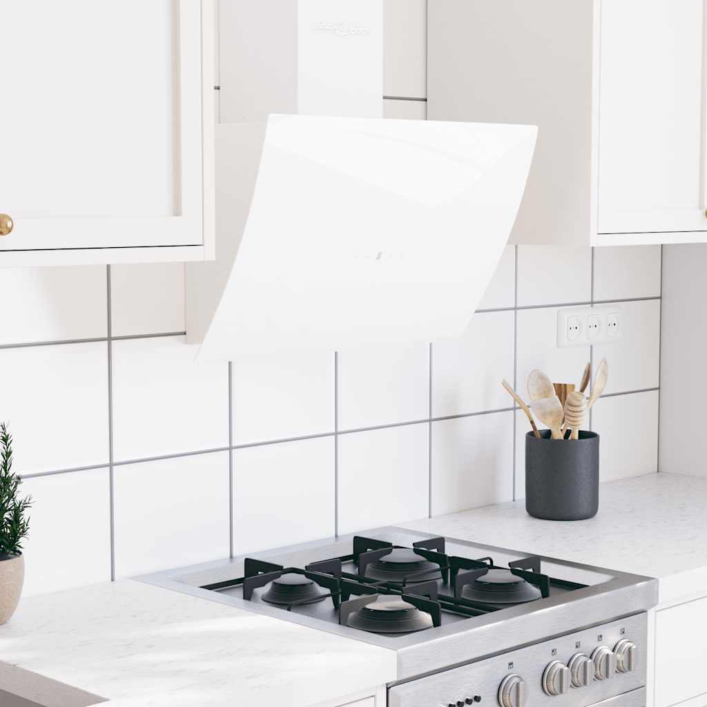 vidaXL Ścienny okap kuchenny, 60 cm, stal i hartowane szkło, biały