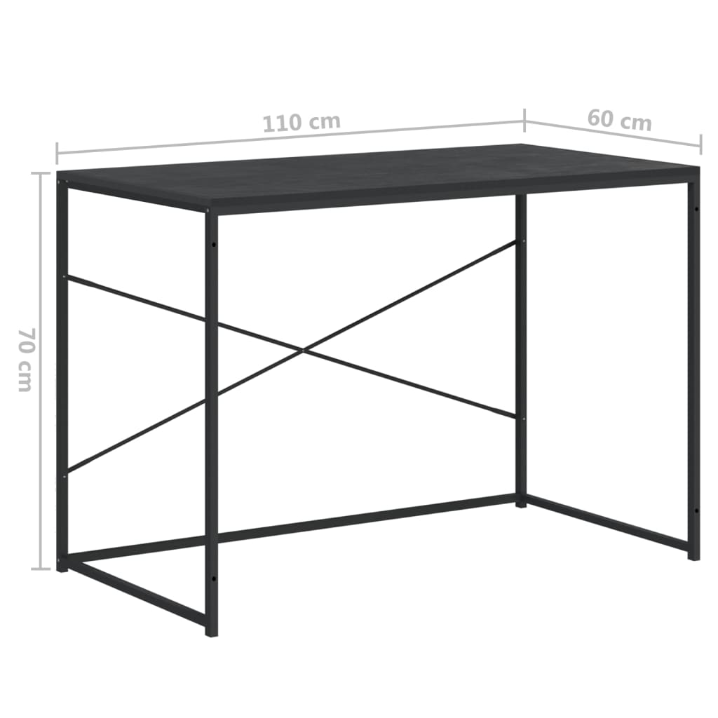 vidaXL Biurko komputerowe, czarne 110x60x70 cm materiał drewnopochodny