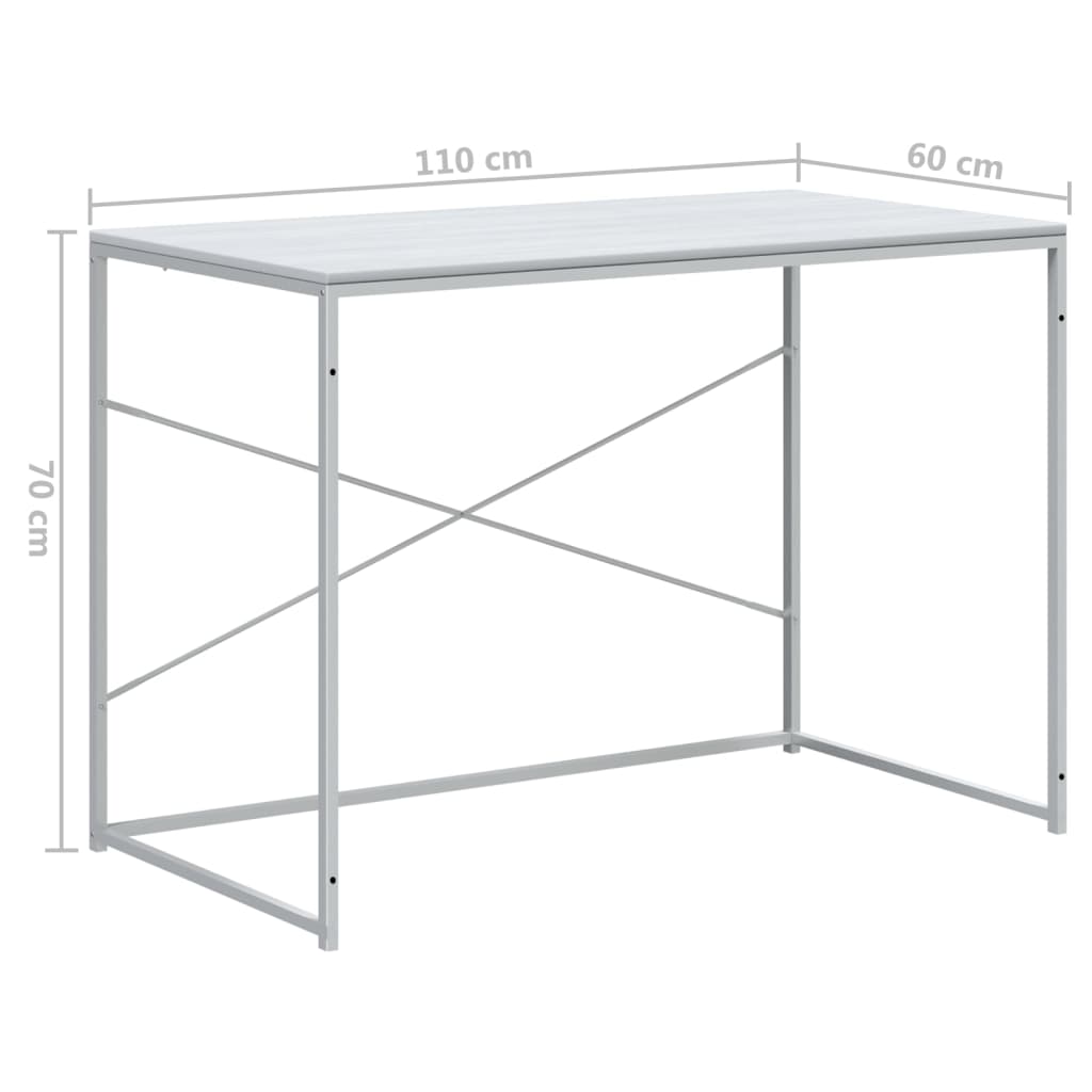 vidaXL Biurko komputerowe, białe 110x60x70 cm, materiał drewnopochodny
