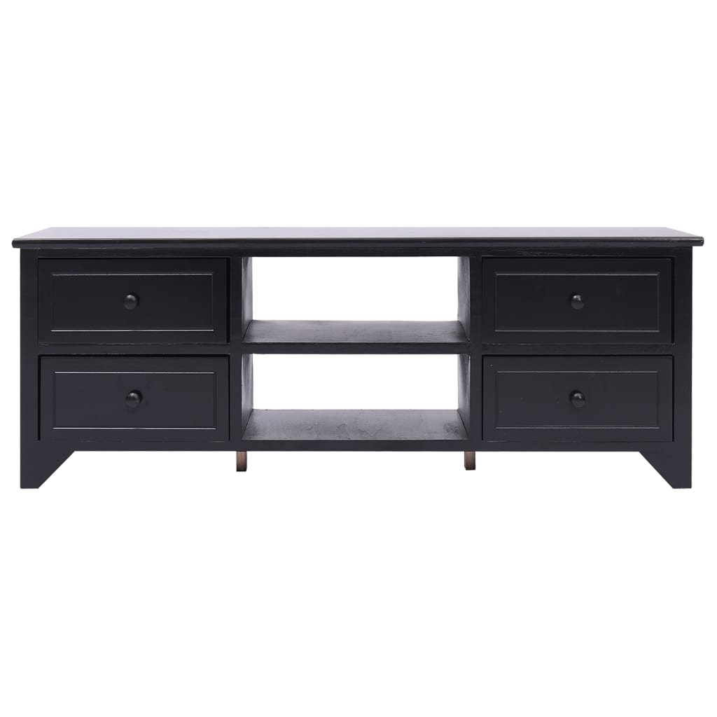 vidaXL Szafka pod TV, czarna,108x30x40 cm, drewno paulownia
