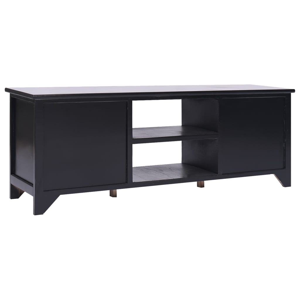 vidaXL Szafka pod TV, czarna,108x30x40 cm, drewno paulownia