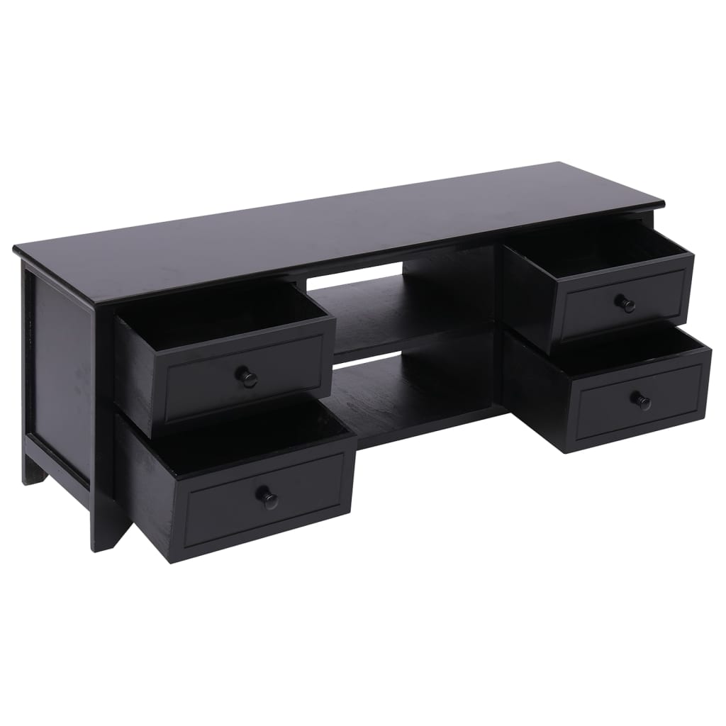 vidaXL Szafka pod TV, czarna,108x30x40 cm, drewno paulownia