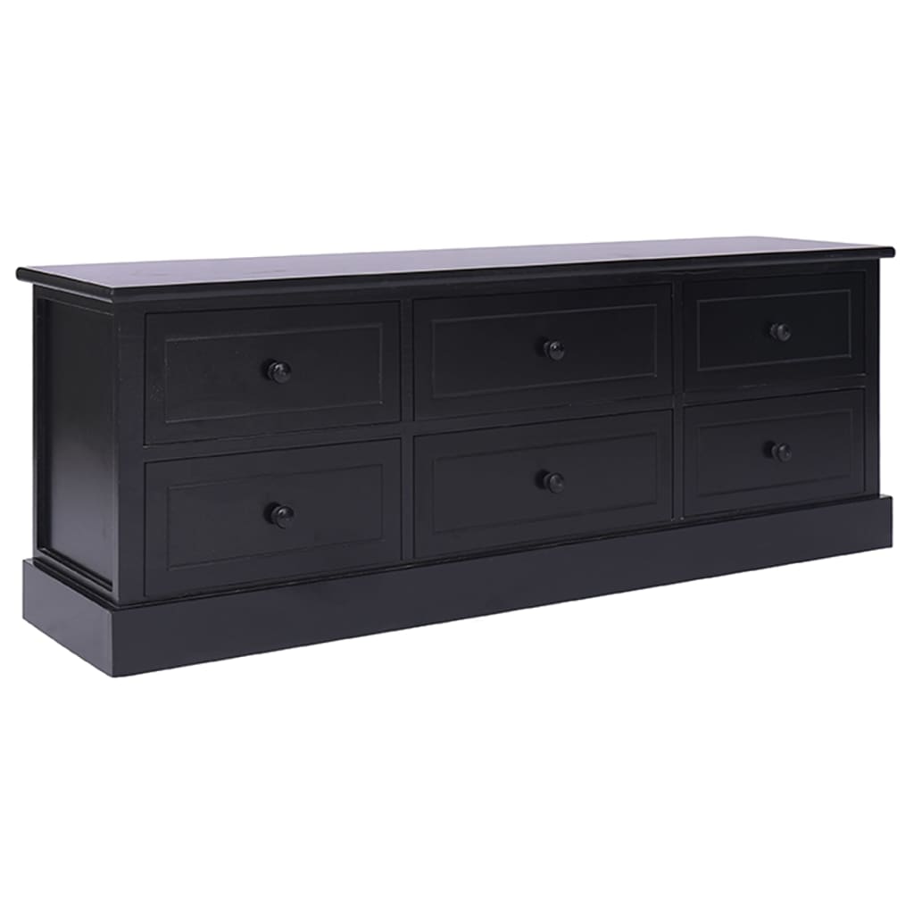 vidaXL Szafka pod TV, czarna, 108x30x40 cm, drewno paulownia
