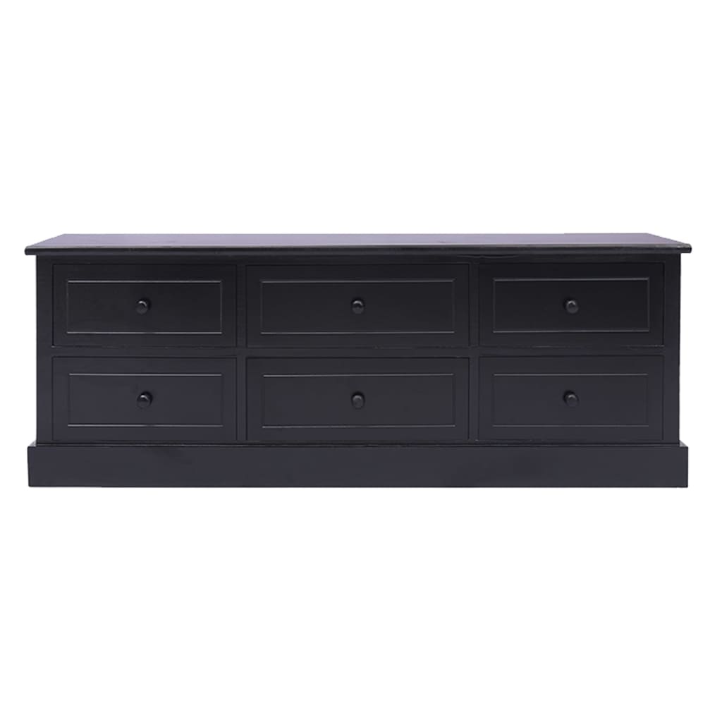 vidaXL Szafka pod TV, czarna, 108x30x40 cm, drewno paulownia